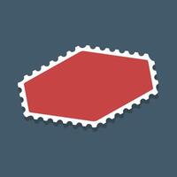 red hexagon shape blank stamp in flat design. vector