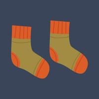 Green orang socks in flat design. vector