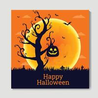 Dark Halloween Mix of Various Spooky Creatures With Full Moon Background vector