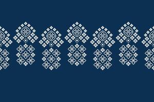 Pixel art pattern motif fabric pattern design motif decor blue color background. vector
