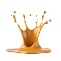 Delicious caramel splash isolated on transparent background, perfect for desserts or beverage presentations. png