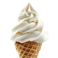 Delicious soft-serve ice cream in a waffle cone isolated on transparent background. png