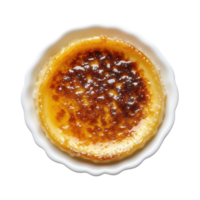 Delicious creme brulee dessert with a caramelized sugar topping. isolated on transparent background png