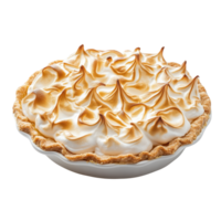 Delicious meringue pie on a white isolated on transparent background, perfect for desserts and culinary presentations. png