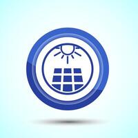 Solar Panel Icon Design Illustration, Solar Panel Power Station sign, Blue Color Button Design vector
