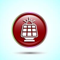 Solar Panel Icon Design Illustration, Solar Panel Power Station sign, Red Color Round Button Design vector