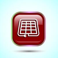 Solar Panel Icon Design Illustration, Solar Panel Power Station sign, Red Color Square Button Design vector