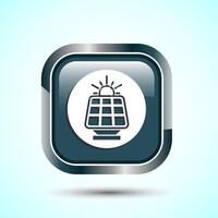 Solar Panel Icon Design Illustration, Solar Panel Power Station sign, Gray Color Square Button Design vector