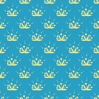 Seamless floral pattern with symmetrical botany motifs on blue background with dotted accents in a traditional decorative style vector