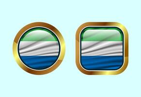Glossy flag button of Sierra Leone, High quality web button design vector