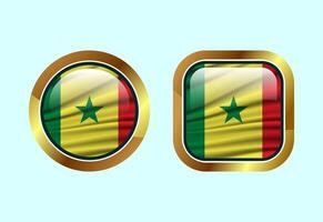 Glossy flag button of Senegal, High quality web button design vector