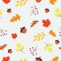Autumn pattern. Seamless pattern. Yellow leaves and berries. vector