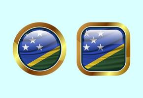 Glossy flag button of Solomon Islands, High quality web button design vector