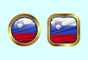 Glossy flag button of Slovenia, High quality web button design vector