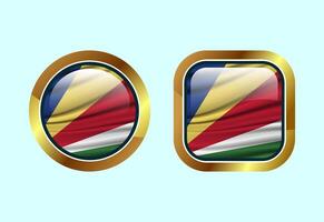 Glossy flag button of Seychelles, High quality web button design vector
