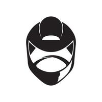 A black and white logo of a helmet vector