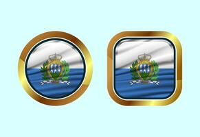 Glossy flag button of San Marino, High quality web button design vector