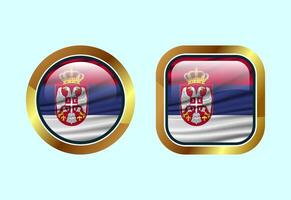 Glossy flag button of Serbia, High quality web button design vector