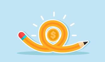 A pencil is circling a dollar coin, illustration of the planning and analysis of a company's financial management strategies vector