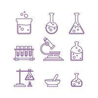 Science Lab Elements Collection Line vector