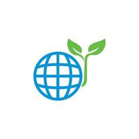 Globe with Leaf logo icon design vector