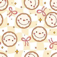 Snowman Gingerbread Cookies and Pink Bows Checkerboard Pattern vector
