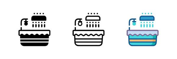 A set of icons depicting a bucket, a cup and a cup vector
