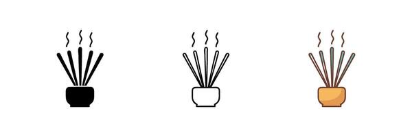 Three different types of incense sticks in a vase vector