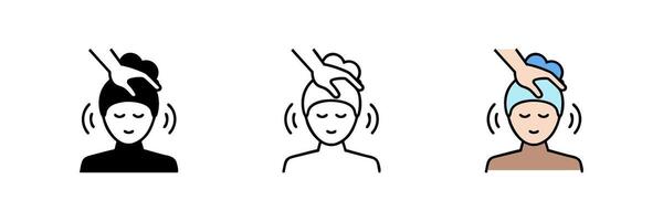 A person is getting a haircut in three different ways vector