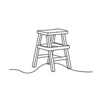 Step Stool Miscellaneous Furniture isolated continuous line art flat illustration on white background. vector