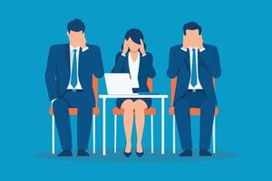 Group of worried business people isolated flat illustration. vector