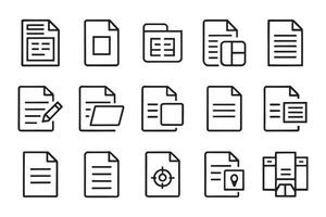 Document, papers, folder related editable icon set isolated flat illustration white background vector