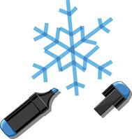 Snowflake and marker illustration vector