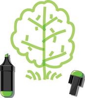 Tree and green marker vector