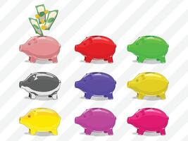 Set of piggy bank illustration vector