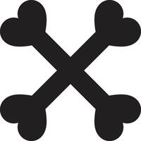 Crossed dog bones icon with heart shape . Dog bones icon vector