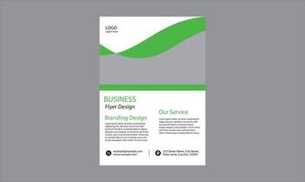 A business flyer design template with a modern, clean layout in green and gray. vector