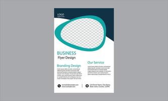 This business flyer design is all about sleek, modern vibes.Dominated by a large, irregularly shaped, transparent placeholder, perfect for an image. vector
