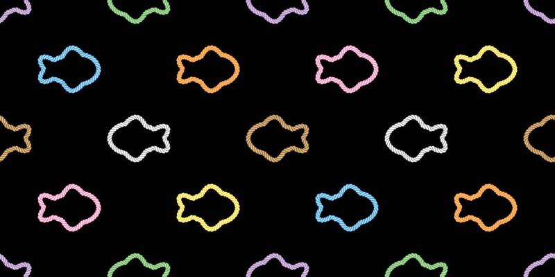 fish Seamless pattern rope colorful tuna shark salmon dolphin doodle cartoon ocean sea gift wrapping paper tile background repeat wallpaper illustration scarf isolated pet animal design