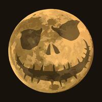 The moon with a scary face. vector