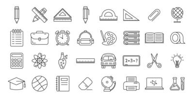 Set of simple school icon or education and study with outline style vector