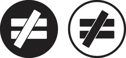 Not equal icon set in two styles isolated on white background . illustration vector