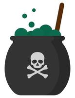 Flat icon of witch's potion cauldron isolated on white background. vector