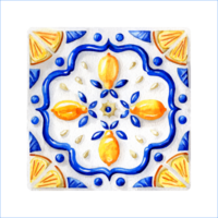 Glazed Tile with Lemons. Square composition with whole Lemons and Slices of png