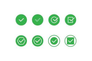 Green check mark set and Tick mark icon collection vector