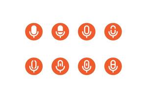 Microphone icon set design or Orange color microphone icon collection vector