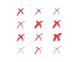 Red cross x icon set collection and Red cross mark vector