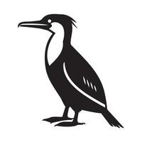 Black and White Cormorant Silhouette Design vector