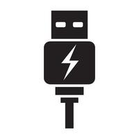 USB Connector Icon with Lightning Bolt Symbol vector