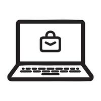 Laptop with Lock Icon for Security Concept vector